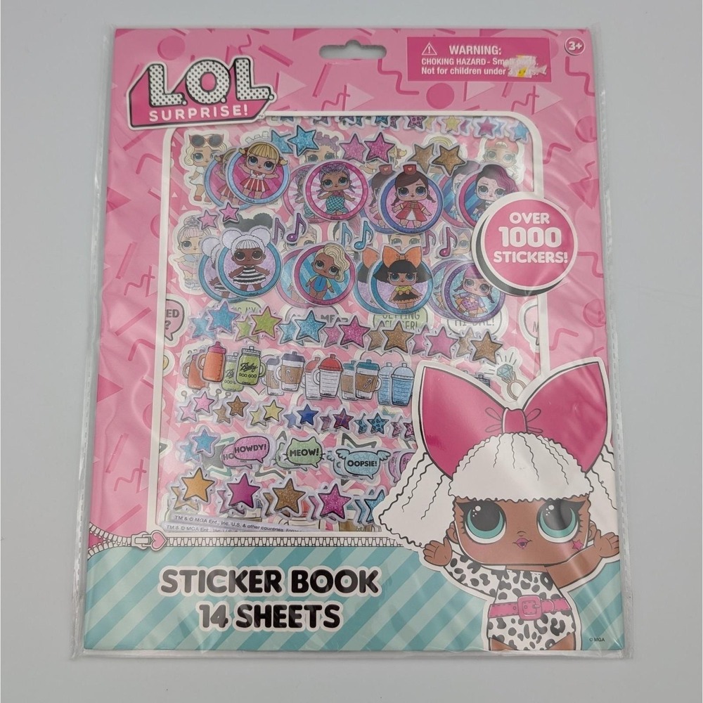LOL Surprise Sticker Book 14 Sheets Over 1000 Stickers Glitter Sparkle Kids New